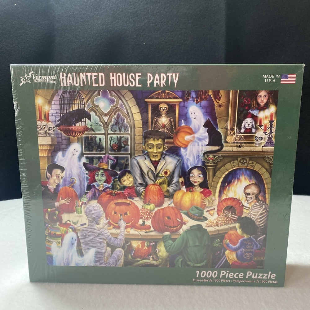 Vermont Christmas Company Jigsaw Puzzle 1000pc Haunted House Party Wollenmann